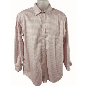 Hart Schaffner Marx Long Sleeve Pink White Checked Non Iron Cotton Shirt Large